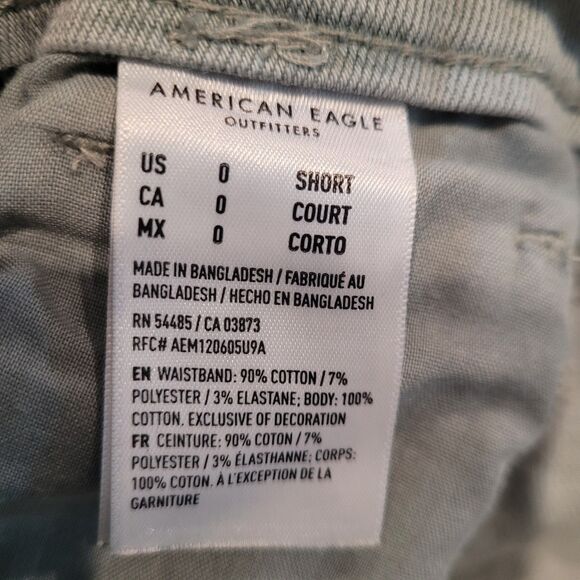 American Eagle Mom Jeans Sz 0 Short (24x25) Green Destroyed Denim Retro Y2K - Picture 4 of 8